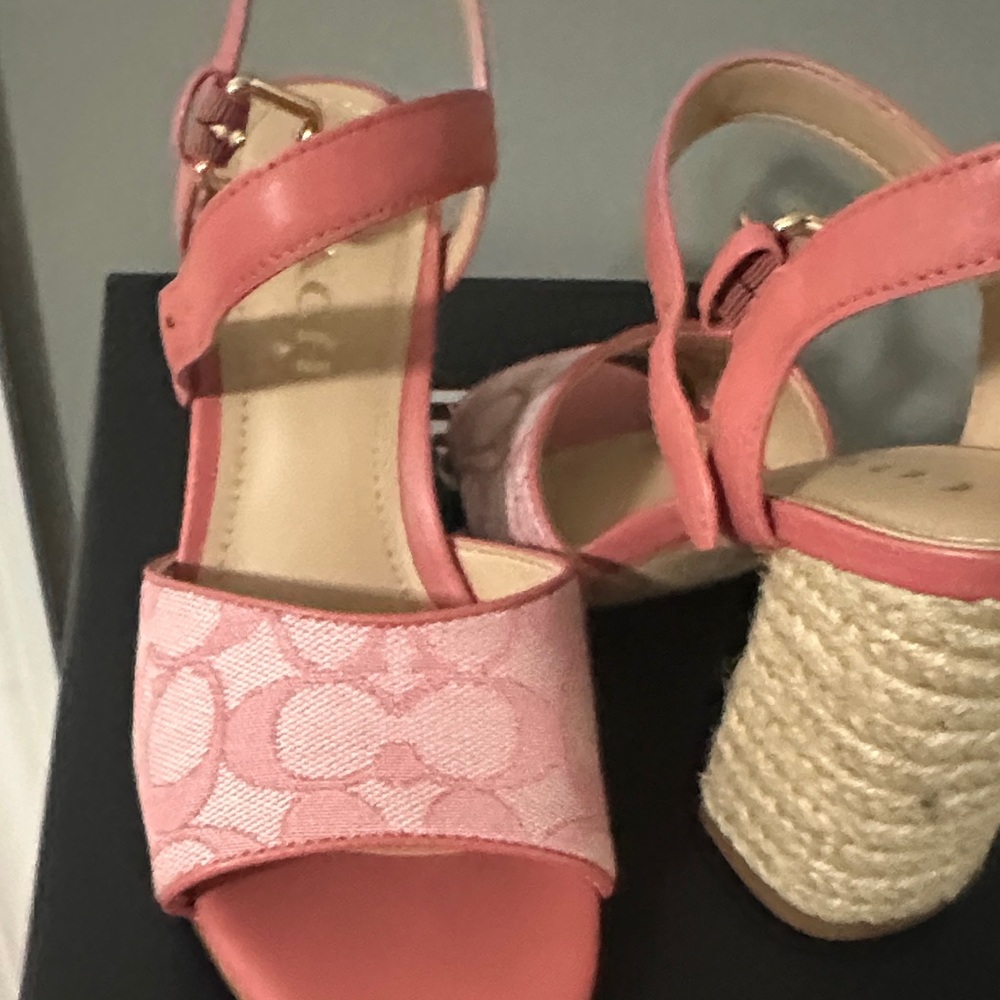 Coach Coral Pink Wedge Sandals